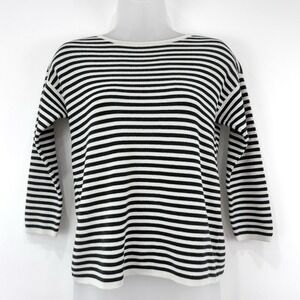 Eileen Fisher Sweater Women's PP Striped‎ Silk Organic Cotton Normcore Boxy